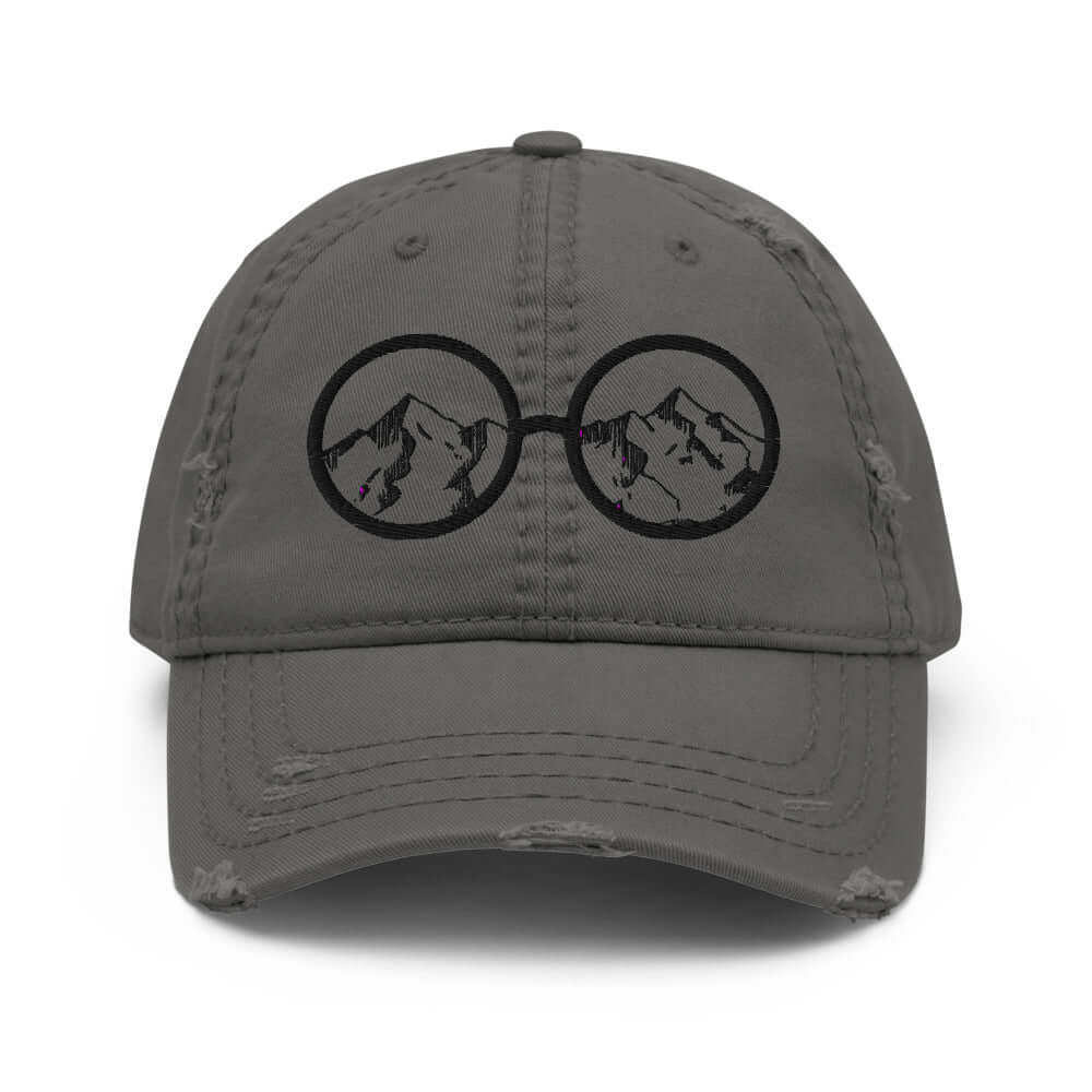 Charcoal Grey Hiking Hippie Dad Hat Front View