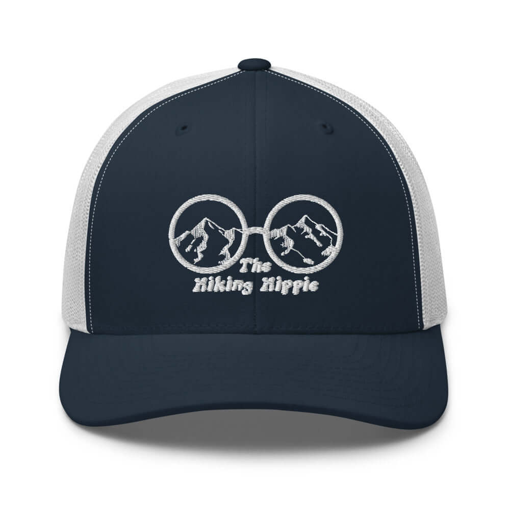 Navy/White Hiking Hippie Snapback Front View