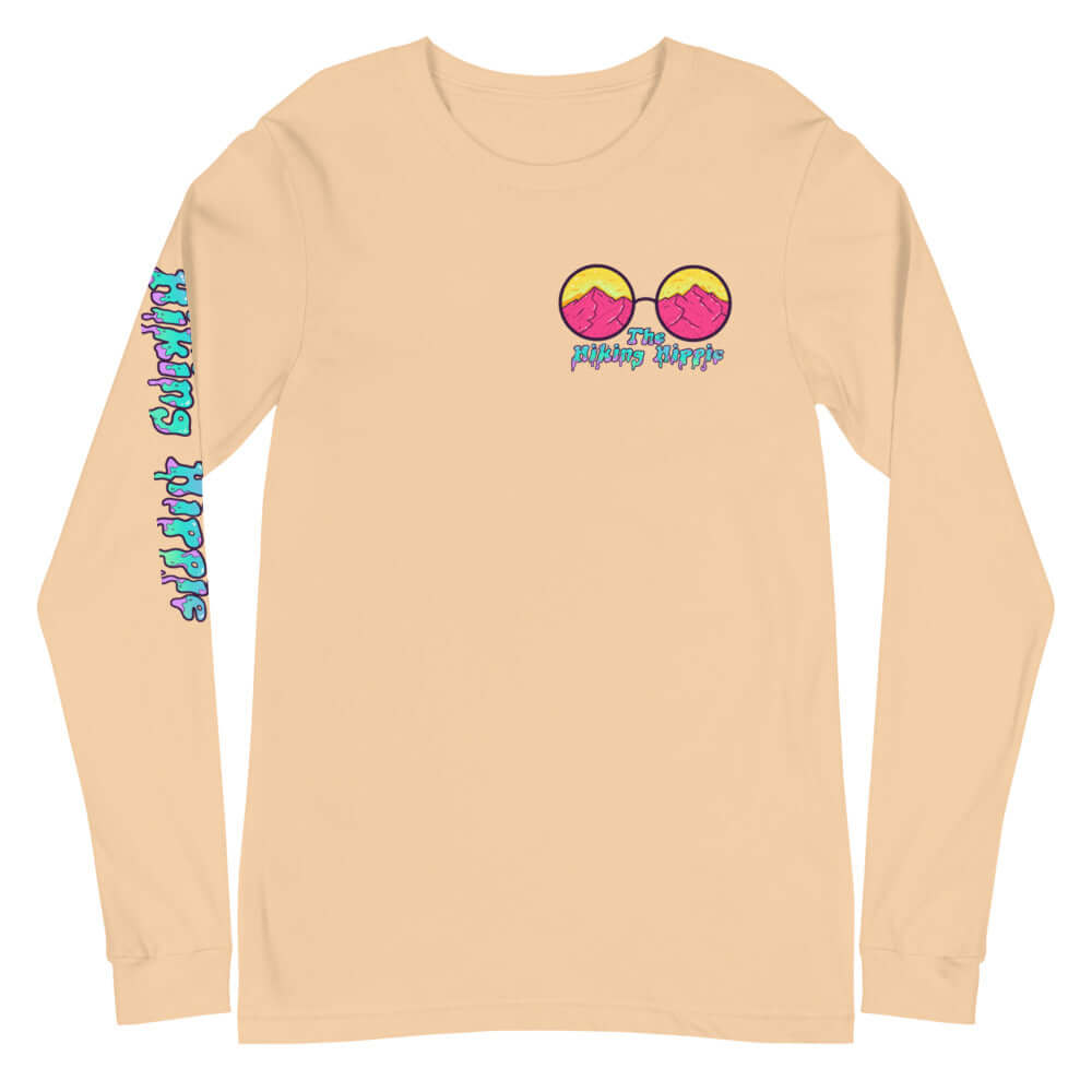 Sand Dune Trippy Hippie Hiking Hippie Long Sleeve Shirt Front View