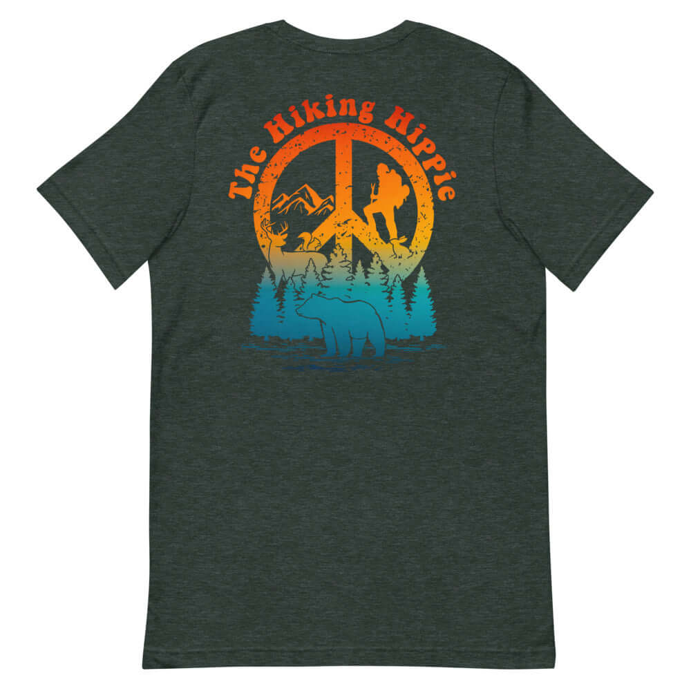 Heather Forest Hiking Hippie Peacefully Wild T-Shirt Back View