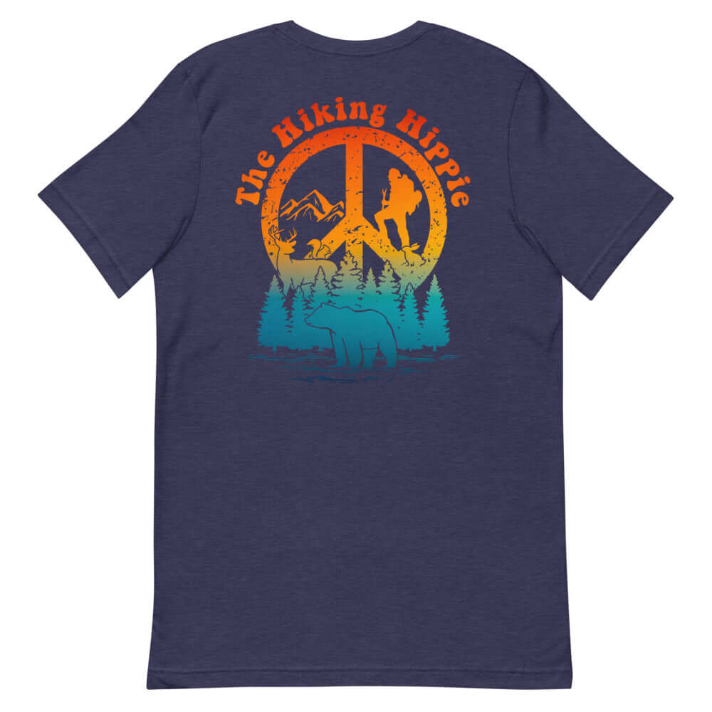 Heather Midnight Navy Hiking Hippie Peacefully Wild T-Shirt Back View