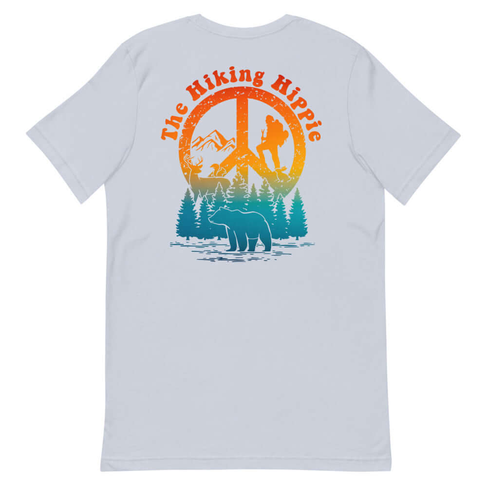 Light Blue Hiking Hippie Peacefully Wild T-Shirt Back View