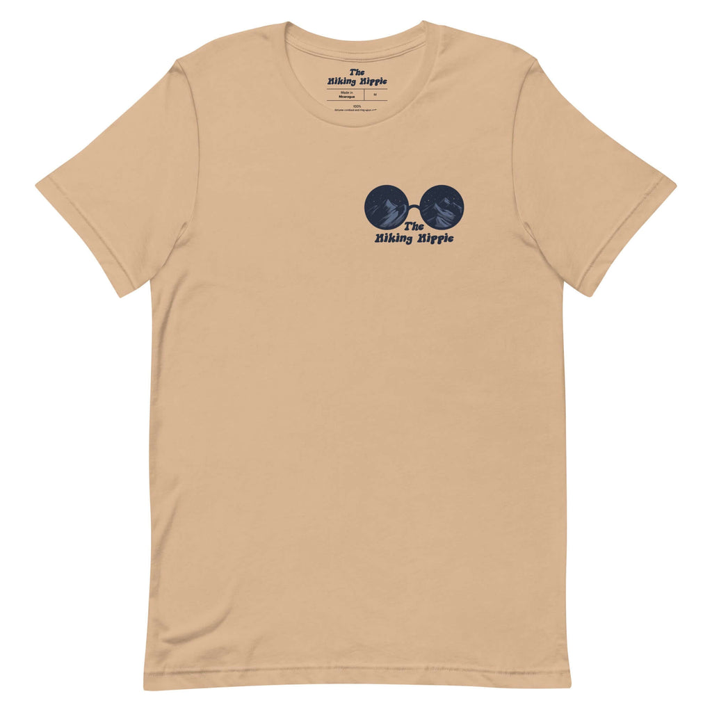 Tan Hiking Hippie Campfire T-Shirt Front View