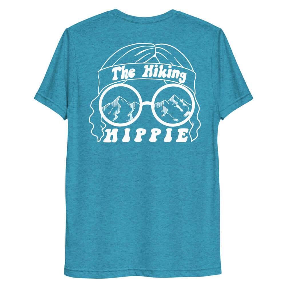 Aqua Vintage Hiking Hippie T-Shirt Back View