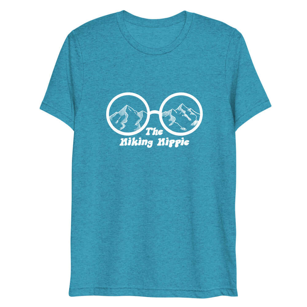 Aqua Tri-Blend Backpackers T-Shirt The Hiking Hippie Front View