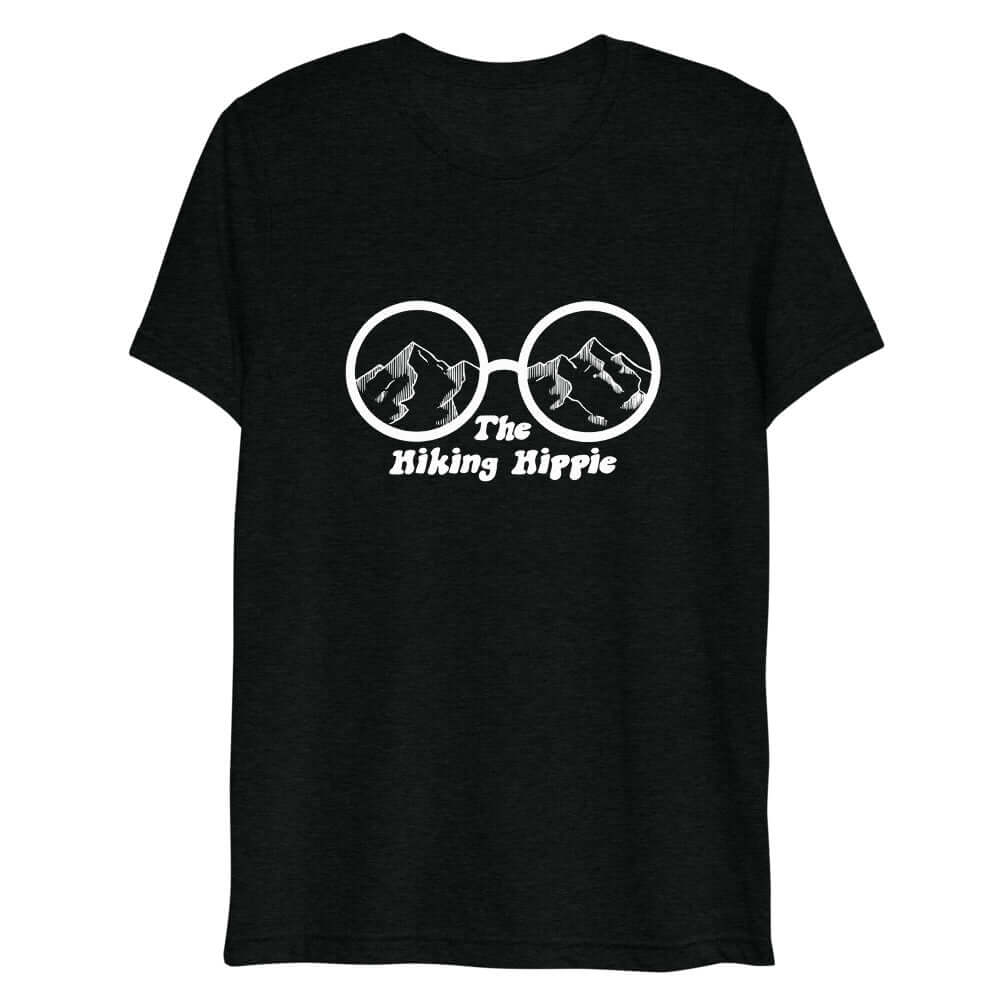 Black Backpackers T-Shirt The Hiking Hippie Front View