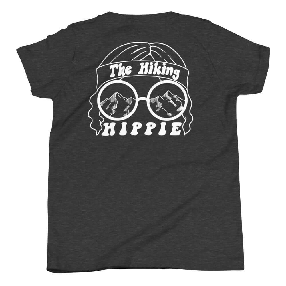 Dark Grey Hiking Hippie Kids T-Shirt Back View