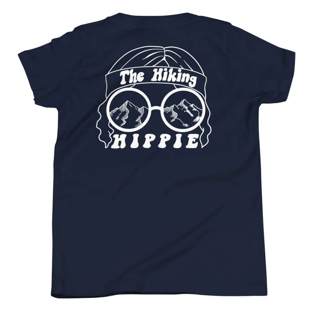 Navy Hiking Hippie Kids T-Shirt Back View