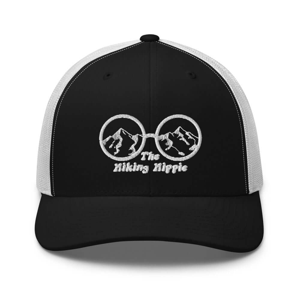 Black/White Hiking Hippie Snapback Front View